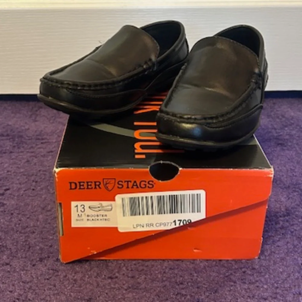 Deer Stags Boys Black Loafers -Size 13